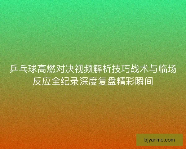 乒乓球高燃对决视频解析技巧战术与临场反应全纪录深度复盘精彩瞬间